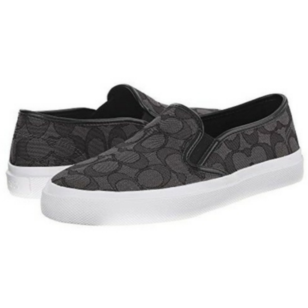 Coach Slip-On Sneakers in Dark Gray and White